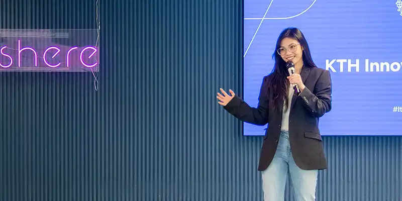 A student holding a presentation