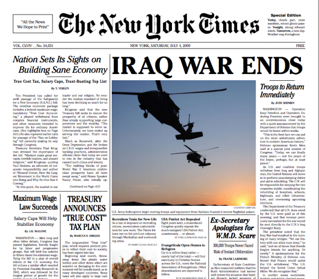 Ideal New York Times newspaper by the YESMEN