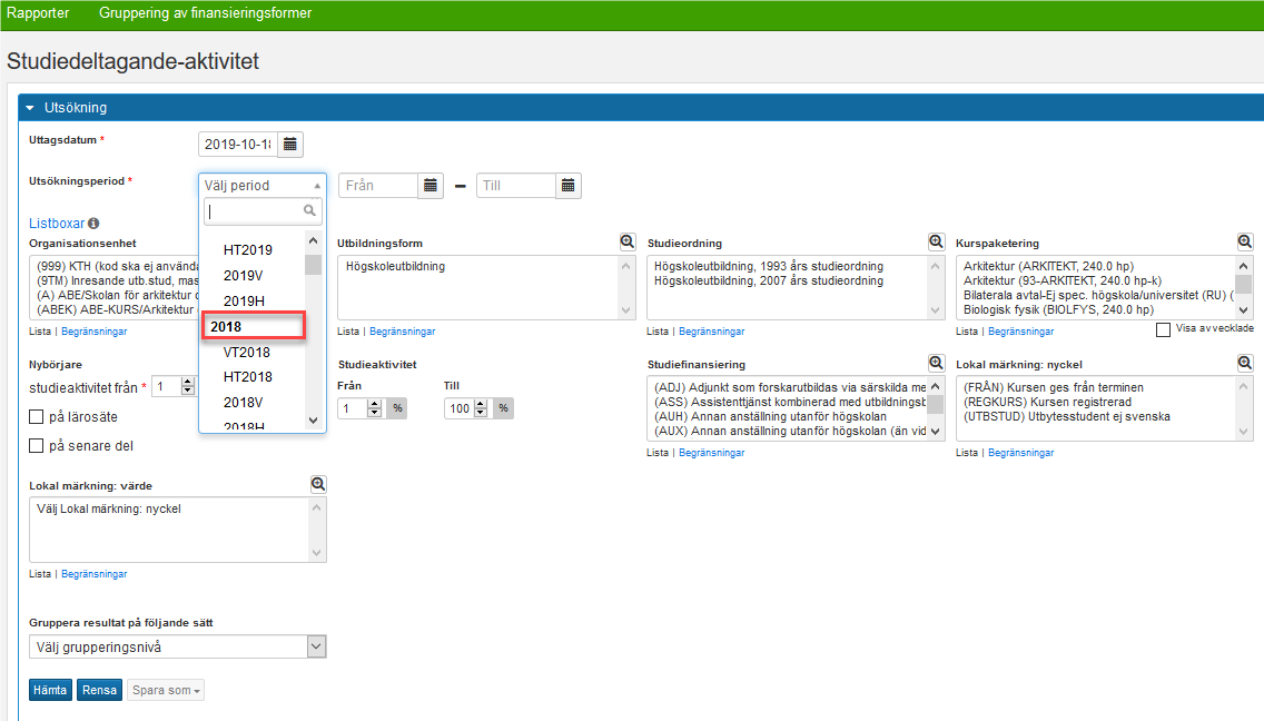 välj period 2018 i rutan för utsökningsperiod