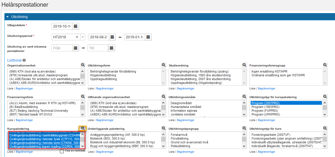 Kurspaketering-Markera samtliga civilingenjörsprogram