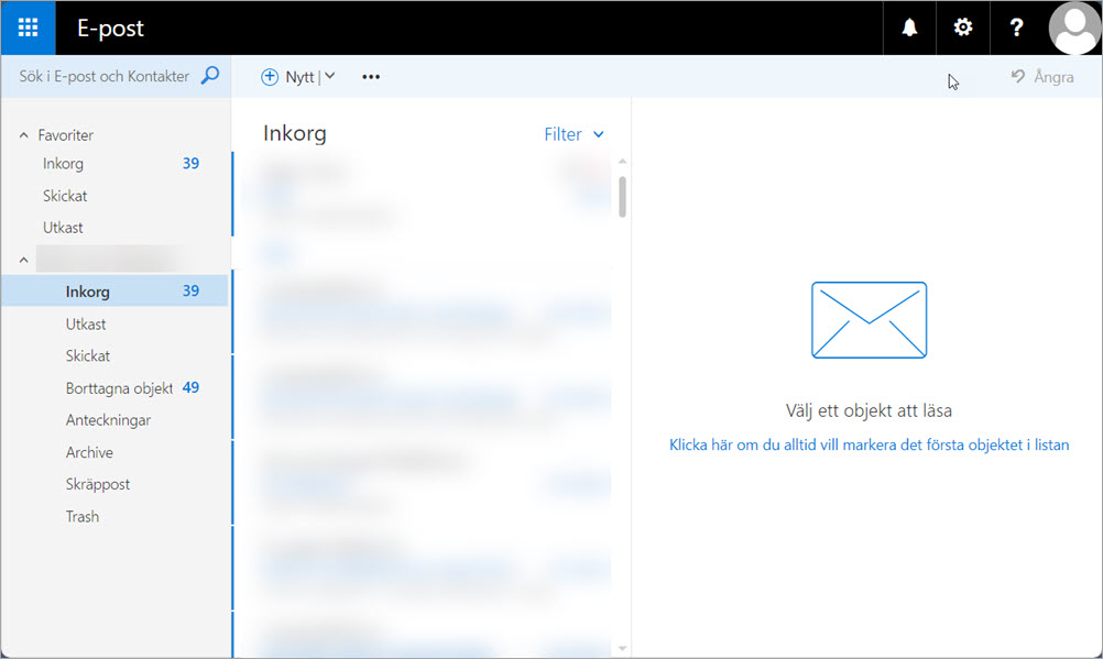 Inkorg i din webmail visas upp.