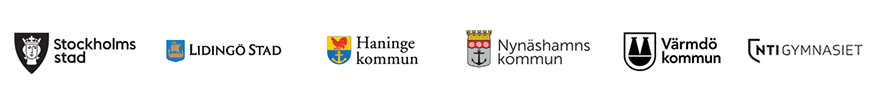 Logotyp av stockholm stad, Lindingör stad, Haninge Kommun, Nynäshamns kommun, Värmdö kommun & NTI