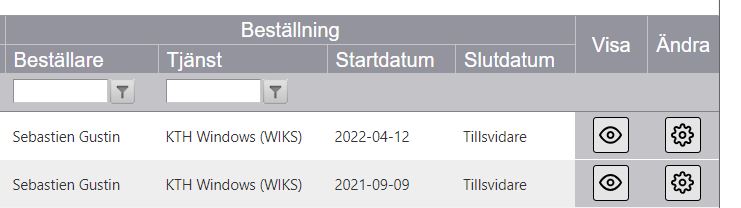 Visa och ändra som funktion i beställningsportalen efter vald vy i visa användare