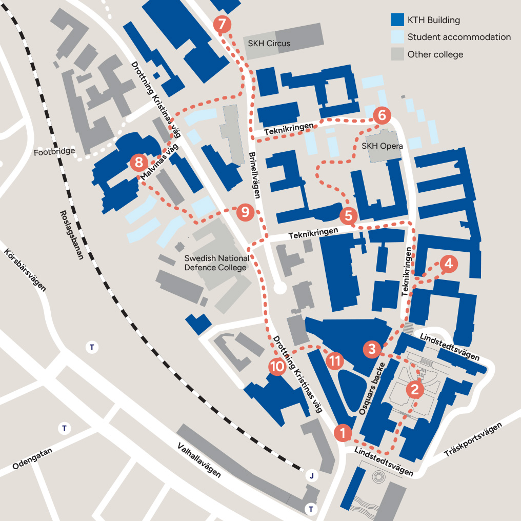 KTH campus tour map