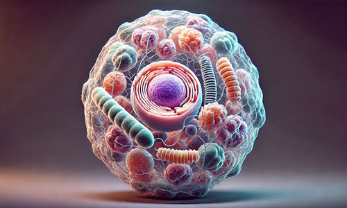 An AI-created image of a spherical human cell.