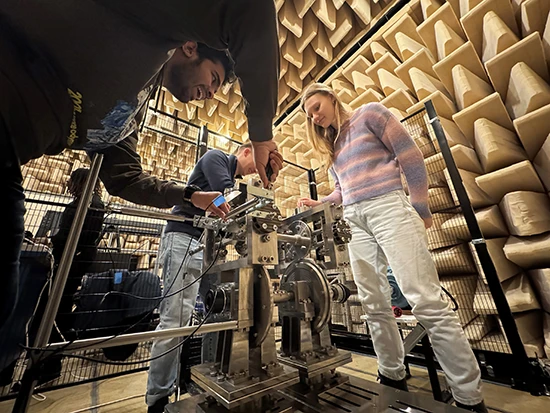 Working with a railway rig in the Vehicle Engineering Lab.