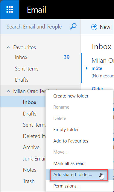 "Add shared folder" option marked.